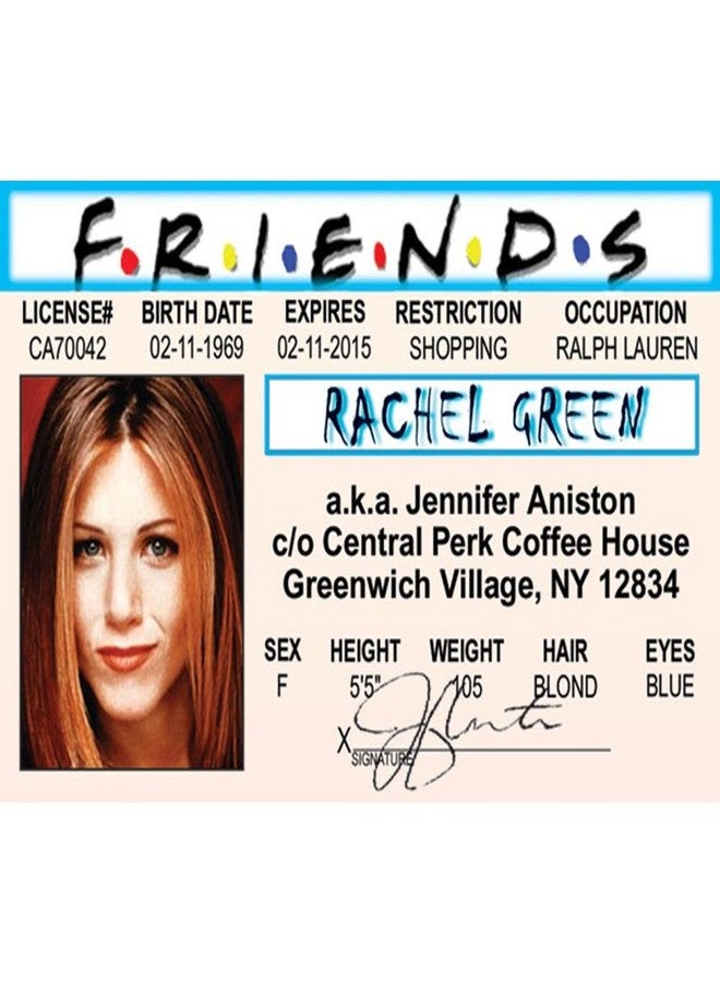 Signs 4 Fun Parody ID | Friends - Rachel Driver’s License | Fake ID Novelty Card | Collectible Trading Card Driver’s License | Novelty Gift for Holidays | Made in The USA